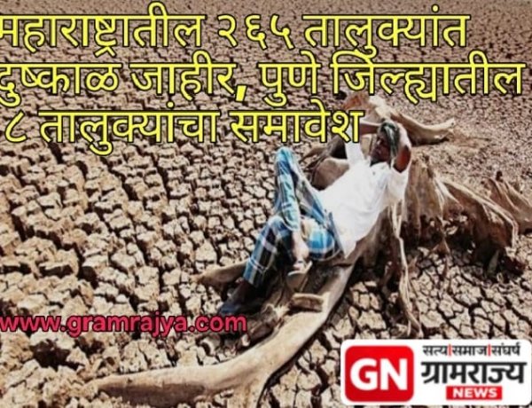 Drought declared in 265 talukas of Maharashtra :  महाराष्ट्रातील २६५ तालुक्यांमध्ये दुष्काळ जाहीर, पुणे जिल्ह्यातील आठ तालुक्यांचा समावेश! 